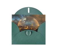 VVXBHGR Dark Green Holiday greeting check blank card and pearl beautiful blank note block The rainbow after the rain prints