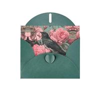 VVXBHGR Dark Green Holiday greeting check blank card and pearl beautiful blank note block The Raven in the Rose prints