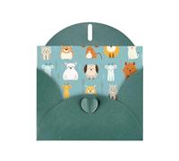 VVXBHGR Dark Green Holiday greeting check blank card and pearl beautiful blank note block Various cartoon animals prints