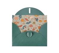 VVXBHGR Dark Green Holiday greeting check blank card and pearl beautiful blank note block Various fish prints