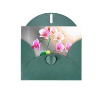 VVXBHGR Dark Green Holiday greeting check blank card and pearl beautiful blank note block Watercolor Orchid prints