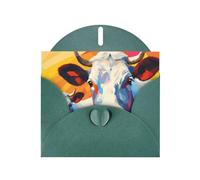 VVXBHGR Dark Green Holiday greeting check blank card and pearl beautiful blank note block Watercolor painting of two cows prints