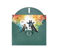 VVXBHGR Dark Green Holiday greeting check blank card and pearl beautiful blank note block Watercolor Giraffe prints