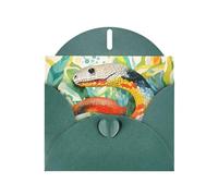 VVXBHGR Dark Green Holiday greeting check blank card and pearl beautiful blank note block Watercolor snake prints