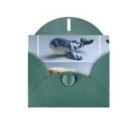 VVXBHGR Dark Green Holiday greeting check blank card and pearl beautiful blank note block Weaving Whales prints