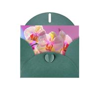 VVXBHGR Dark Green Holiday greeting check blank card and pearl beautiful blank note block White Butterfly Orchid prints