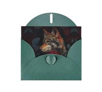 VVXBHGR Dark Green Holiday greeting check blank card and pearl beautiful blank note block Wolf among the red roses prints