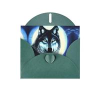 VVXBHGR Dark Green Holiday greeting check blank card and pearl beautiful blank note block wolf under moon prints
