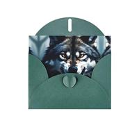 VVXBHGR Dark Green Holiday greeting check blank card and pearl beautiful blank note block Wolf With Bared Fangs prints
