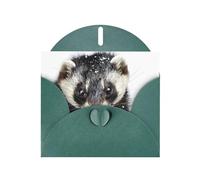 VVXBHGR Dark Green Holiday greeting check blank card and pearl beautiful blank note block Wolverine in the Snow prints