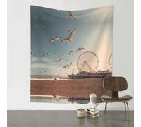 VVXBHGR Decoration Tapestry 60x51in Ferris wheel by the sea Prints Soft, Durable, Skin Friendly, Lightweight Wall Hanging for Indoor & Outdoor Use