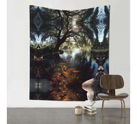 VVXBHGR Decoration Tapestry 60x51in Goldfish under the willow tree Prints Soft, Durable, Skin Friendly, Lightweight Wall Hanging for Indoor & Outdoor Use