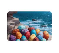 VVXBHGR Doormat floor mat 16x24in Easter Eggs on the Coast Prints water-absorbent Anti-slip, for front doors, entrances, and bathrooms