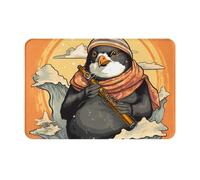VVXBHGR Doormat floor mat 16x24in Penguin playing the flute Prints water-absorbent Anti-slip, for front doors, entrances, and bathrooms