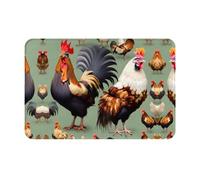VVXBHGR Doormat floor mat 16x24in Rooster and Chicken Prints water-absorbent Anti-slip, for front doors, entrances, and bathrooms