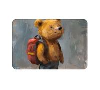 VVXBHGR Doormat floor mat 16x24in The little bear traveling around the world Prints water-absorbent Anti-slip, for front doors, entrances, and bathrooms