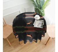 VVXBHGR Elk running under the rainbow Prints Round Decorative Tablecloth 60 in for Indoor and Outdoor Dining, Parties, Weddings