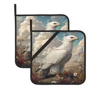 VVXBHGR Fierce White Eagle Prints Square heat-proof pot holders (set of two) 8x8 in : Quality fabrics, Anti-scalding and easy to clean