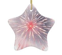 VVXBHGR Fireworks blooming in the night sky Prints Christmas Ceramic Star Pendant Festive and Creative Decoration Easy to hang