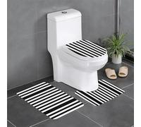 VVXBHGR Flannel anti-slip floor mat three-piece set 24x16in Black & White Stripe Prints thick and comfortable for bathroom, kitchen and toilet
