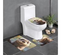 VVXBHGR Flannel anti-slip floor mat three-piece set 24x16in Cartoon Otter Prints thick and comfortable for bathroom, kitchen and toilet