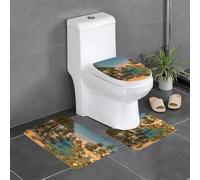 VVXBHGR Flannel anti-slip floor mat three-piece set 24x16in desert oasis Prints thick and comfortable for bathroom, kitchen and toilet