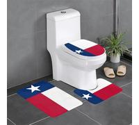 VVXBHGR Flannel anti-slip floor mat three-piece set 24x16in Flag of Texas Prints thick and comfortable for bathroom, kitchen and toilet