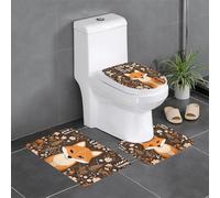 VVXBHGR Flannel anti-slip floor mat three-piece set 24x16in Funny Fox Prints thick and comfortable for bathroom, kitchen and toilet