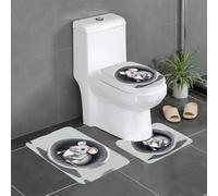 VVXBHGR Flannel anti-slip floor mat three-piece set 24x16in Mouse in the Hole Prints thick and comfortable for bathroom, kitchen and toilet