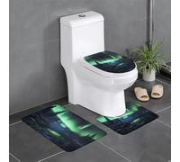 VVXBHGR Flannel anti-slip floor mat three-piece set 24x16in Northern Lights Prints thick and comfortable for bathroom, kitchen and toilet