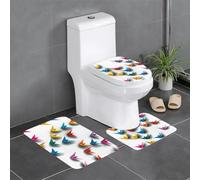 VVXBHGR Flannel anti-slip floor mat three-piece set 24x16in Origami Thousand Paper Crane Prints thick and comfortable for bathroom, kitchen and toilet
