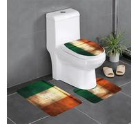 VVXBHGR Flannel anti-slip floor mat three-piece set 24x16in Retro Irish flag Prints thick and comfortable for bathroom, kitchen and toilet
