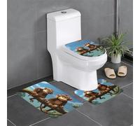 VVXBHGR Flannel anti-slip floor mat three-piece set 24x16in Two Monkeys Prints thick and comfortable for bathroom, kitchen and toilet