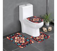 VVXBHGR Flannel anti-slip floor mat three-piece set 24x16in Visual Impact Petals Prints thick and comfortable for bathroom, kitchen and toilet