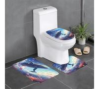 VVXBHGR Flannel anti-slip floor mat three-piece set 24x16in Whales swimming under the sea Prints thick and comfortable for bathroom, kitchen and toilet