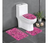 VVXBHGR Flannel anti-slip floor mat three-piece set 24x16in zebra tiger leopard pink Prints thick and comfortable for bathroom, kitchen and toilet