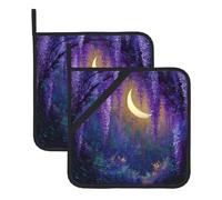 VVXBHGR Flowering vines under the moon Prints Square heat-proof pot holders (set of two) 8x8 in : Quality fabrics, Anti-scalding and easy to clean