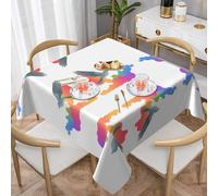 VVXBHGR Flying doves among colorful clouds Prints Square Decorative Tablecloth 60"x60" Waterproof, Wrinkle-Resistant, Reusable for Coffee Shops, Buffet, Picnics, Weddings, Parties