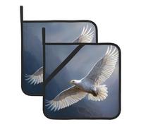 VVXBHGR Flying White Eagle Prints Square heat-proof pot holders (set of two) 8x8 in : Quality fabrics, Anti-scalding and easy to clean