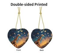 VVXBHGR Giraffe chasing stars Prints Christmas Ceramic Love Pendant with gold wire rope for easy hanging Decoration