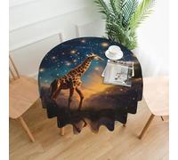 VVXBHGR Giraffe chasing stars Prints Round Decorative Tablecloth 60 in for Indoor and Outdoor Dining, Parties, Weddings