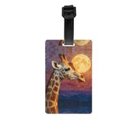 VVXBHGR Giraffe Looking at The Moon Prints Luggage tag Type Luggage identifier Suitable for Both Men and Women, Printed with Multifunctional and Cute Tags