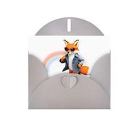 VVXBHGR Gray Holiday greeting check blank card and pearl beautiful blank note block A fox who loves sports prints