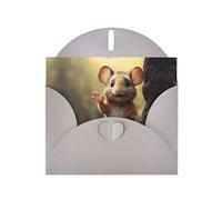 VVXBHGR Gray Holiday greeting check blank card and pearl beautiful blank note block A little mouse saying hello prints