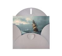 VVXBHGR Gray Holiday greeting check blank card and pearl beautiful blank note block A ship in the storm prints