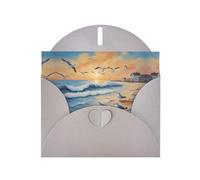 VVXBHGR Gray Holiday greeting check blank card and pearl beautiful blank note block airborne seagulls prints