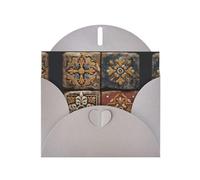 VVXBHGR Gray Holiday greeting check blank card and pearl beautiful blank note block Ancient tiles prints