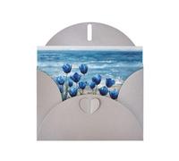 VVXBHGR Gray Holiday greeting check blank card and pearl beautiful blank note block Blue Tulips by the Sea prints