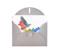 VVXBHGR Gray Holiday greeting check blank card and pearl beautiful blank note block Flying doves among colorful clouds prints