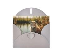 VVXBHGR Gray Holiday greeting check blank card and pearl beautiful blank note block Fox in the Water prints